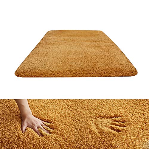 Kikon 洗える ラグマット カーペット オールシーズン シャギーラグ 絨毯 滑り止め付 丸型 冬用 夏用 床暖房対応 (直径60×120cm, カ—キ)