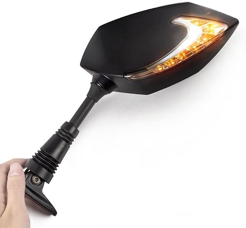 KiWAV Lucifer - Espejos de motocicleta negros con doble LED, efecto secuencial, carenado, compatible con Ducati Panigale Series