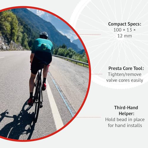 Image of Prestalever GO 4-in-1 Multi-Function Tire Lever Tool - ConGO Red (single) - Tire Remover & Installer, Presta Valve Core Tool, Quick-Link Chain Breaker, Lightweight Nylon Bike Repair