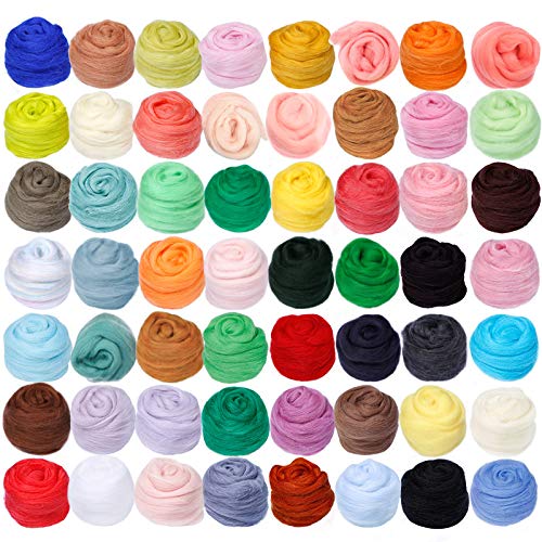 Image of Decoendiy 10 Colors Wool Roving, 100g Needle Felting Wool, Wool Yarn Felt Hand Spinning DIY Craft Materials, 10g /Color (red Series)