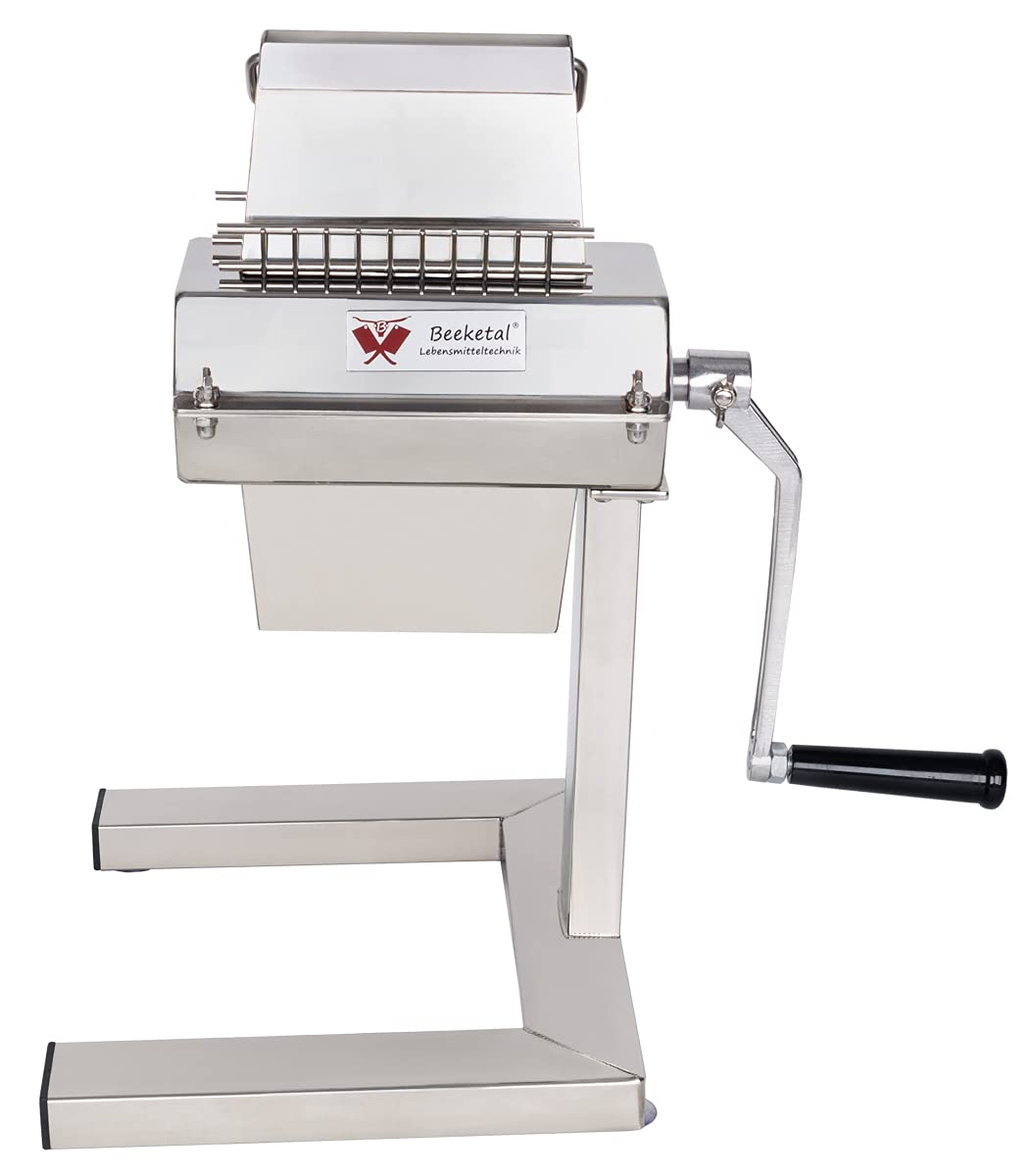 Beeketal 'BT-Silver125' Profi Steaker Fleischzartmacher mit 2 Edelstahl Messerwalzen und leichtgängiger Handkurbel, Gastro Fleischstecher mit 11x2 Messerreihen für schnelles Steaken (HACCP konform)