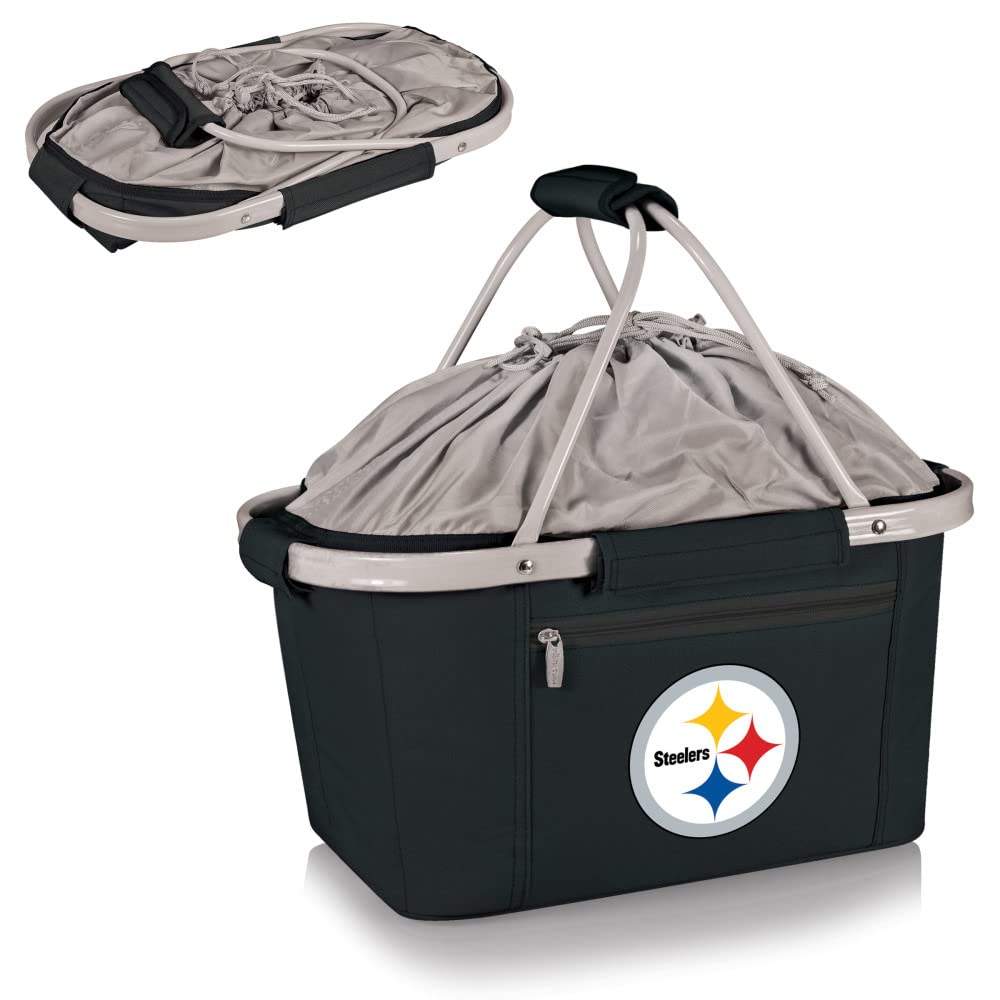 PICNIC TIME Black Pittsburgh Steelers Metro Basket Collapsible Tote