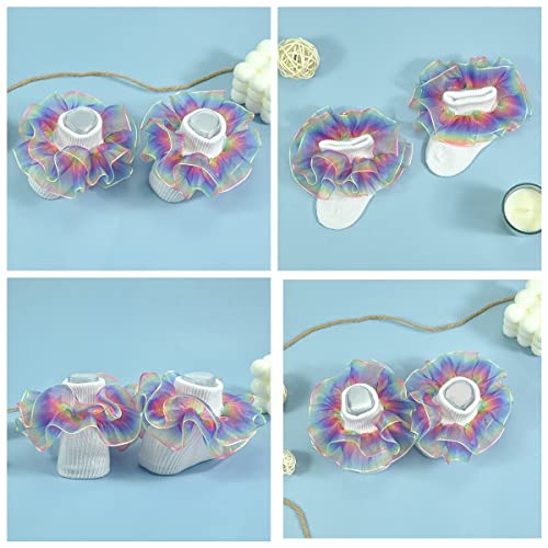 Hopply Toddler Girls Double Lace Socks Turn Cuff Shimmering Big Ruffle Rainbow Style Dress Lace Socks For Infant Kids #TOP6