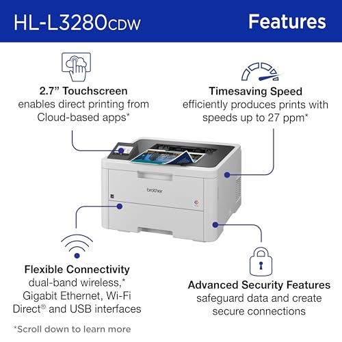 Image of Brother HLL3280CDW Wireless Compact Color Laser Printer, Duplex, Mobile Printing & Ethernet | Includes 2 Month Refresh Subscription Trial, Amazon Dash Replenishment Ready (Renewed Premium)