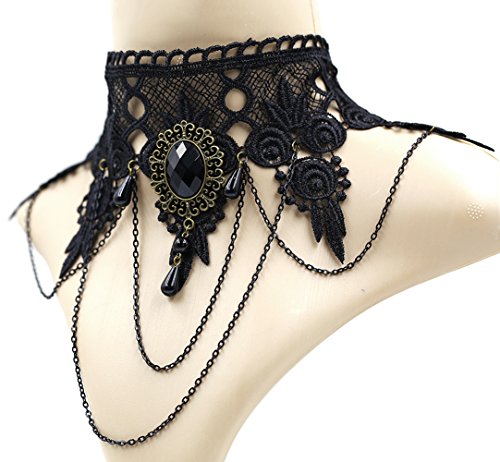 ETERNITY J. Elegant Vintage Princess Black Lace Gothic Statement Necklace Bracelet Victorian Lolita Choker Pendant… - Image 3