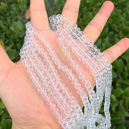 Image of 500pcs Czech Faceted Rondelle Crystal Glass Beads 6mm Bulk Crystal Clear