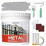 METAL paint,Durable Cabinet Countertop Paint Easy Application for DIY Projects, Wood, Metal, Home Decor and More (32OZ,Glacier Gray with Tools)