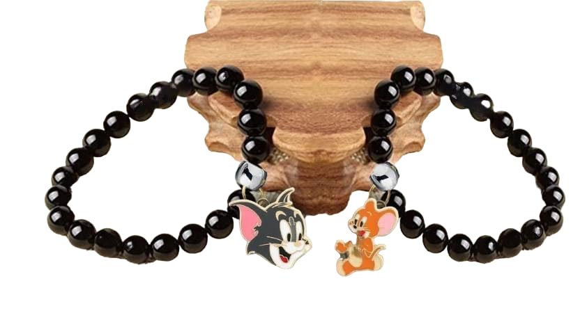 BEAUTIVIA™ Latest Stylish Tom And Jerry Crystal Bracelet Black For For Women; Girls Boys Couple Men (Pack Of 2) (B0D17DN5QY) Amazon Price History, Amazon Price Tracker