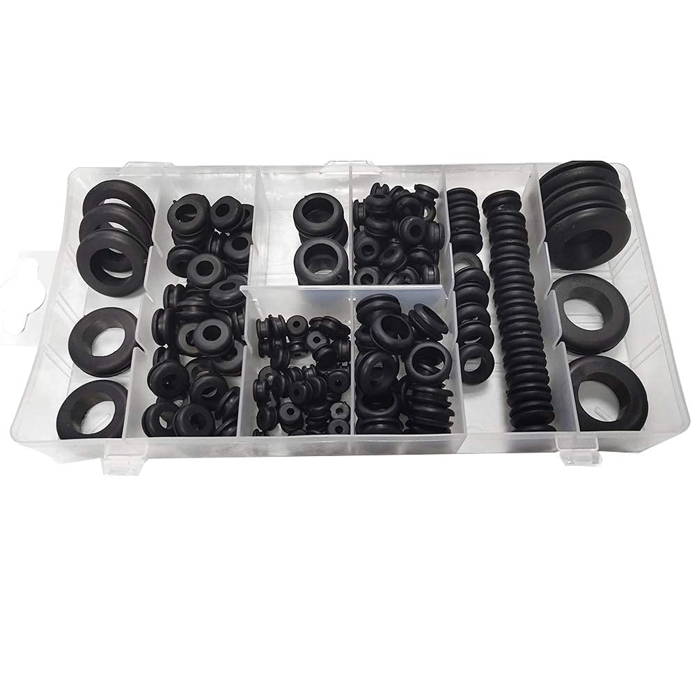 Bettomshin 180Pcs Rubber Grommet, Rubber Washers Firewall Wiring Gasket Kit Gasket Assortment for Automotive, Plumbing, and PC Hardware/Piano