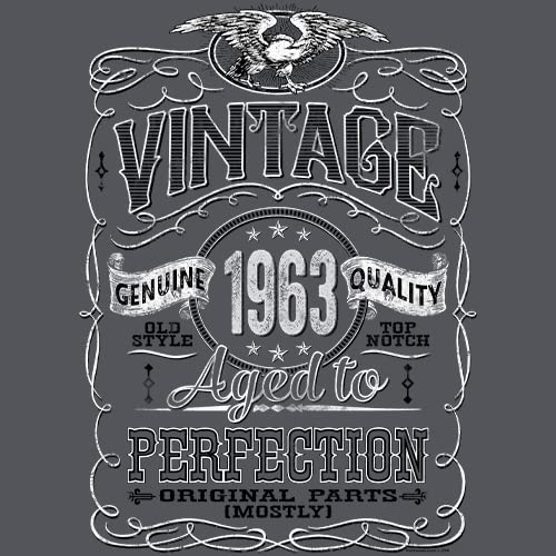 60Th Birthday Gift T-Shirt Men - Vintage 1963 Aged To Perfection - Charcoal-002-2X #TOP4