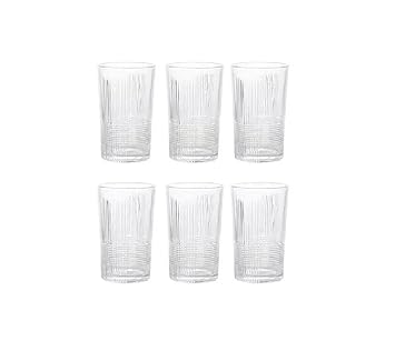 INDIGO Premium Juice and Water Glasses Set of 6 Transparent, 300ml, Drinking Water Glasses Stylish and Crystal Highball Glasses for Water, Juice and Cocktails