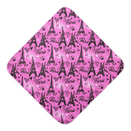 Msyxl Eiffel Motifs Hooded Towel - Ultra Soft & Absorbent Muslin Cotton Bath Towel for Babies, Toddlers, Newborn - Boys & Girls Essential 35