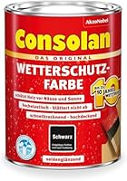 Consolan Wetterschutzfarbe, Deckender Holzschutz für Außen, Schwarz, 750ml