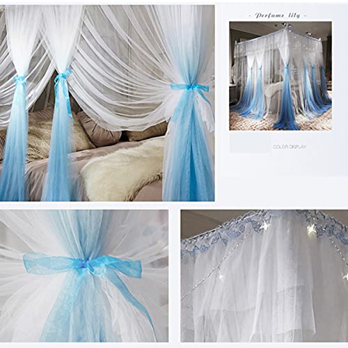 Moustiquaire de lit de luxe style princesse grand lit bleu chic - 3