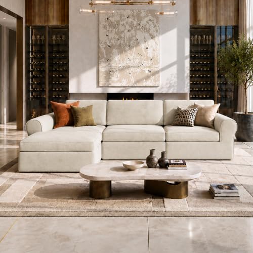 Image of Maywish 108 inch Sectional Boneless Couch, L Shaped Sofa for Living Room