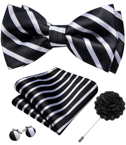Image of YOHOWA Mens Bow Tie Set Paisley Coloful Pre-tied Bowties Adjustable with Handkerchief Cufflinks Wedding Prom Party