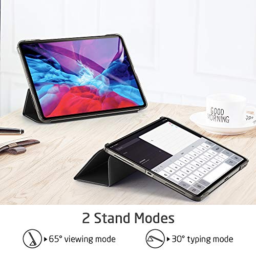 Esr Yippee Trifold Smart Case For Ipad Pro 12.9" 2020 & 2018, Lightweight Stand Case With Clasp, Auto Sleep/Wake [Supports Pencil 2 Wireless Charging], Hard Back Cover For Ipad Pro 12.9", Black #TOP6