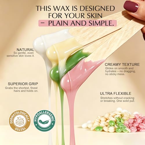 Image of GIRLEARLE White Digital Waxing Kit for Women and Men Sensitive Skin, Wax Warmer Hair Removal at Home with Wax Beads & Silicone Pot, Target Different Types of Brazilian Bikini, Facial, Leg, Full body