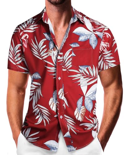 Sumolux Mens Hawaiian Shirts Floral Button Down Tropical Holiday Beach Shirts