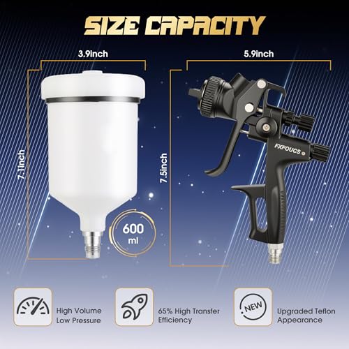 HVLP Spray Gun with 1.3mm Nozzle, Car Paint Gun Premium Tool Kit Perfect for a Wide Range of Applications Including car & Automotive Painting, Furniture and House Finishing