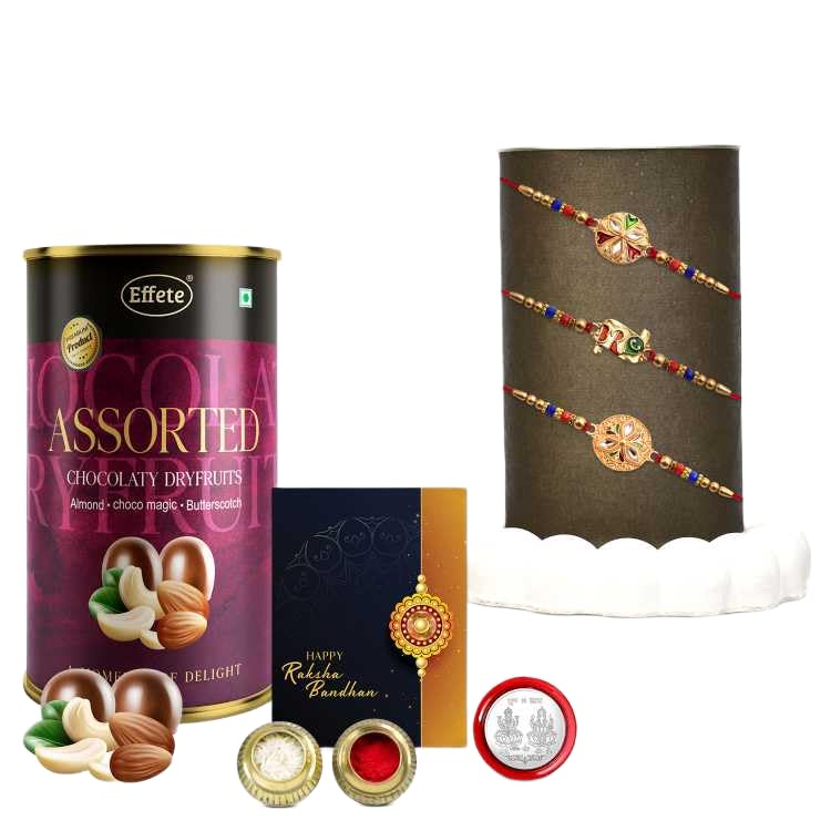 DeoDap Rakhi For Brother Set Of 3 with Silver Color Pooja Coin, Rakhi With Greeting Card, Rakhi For Brother And Bhabhi, Rakhi With Chocolate, Rakhi With Gift For Brother, Rakhi For Kids, Rakhi Set, Rakhi Combo, Rakhi With Sweets (K3_277+282+293_AS)-image-30