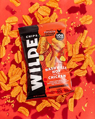 Nashville Hot Chicken Chips by Wilde Chips, Thin and Crispy, High Protein, Keto, Made with Real Chicken 2.25oz Bag (3 Count) - Thumbnail 3