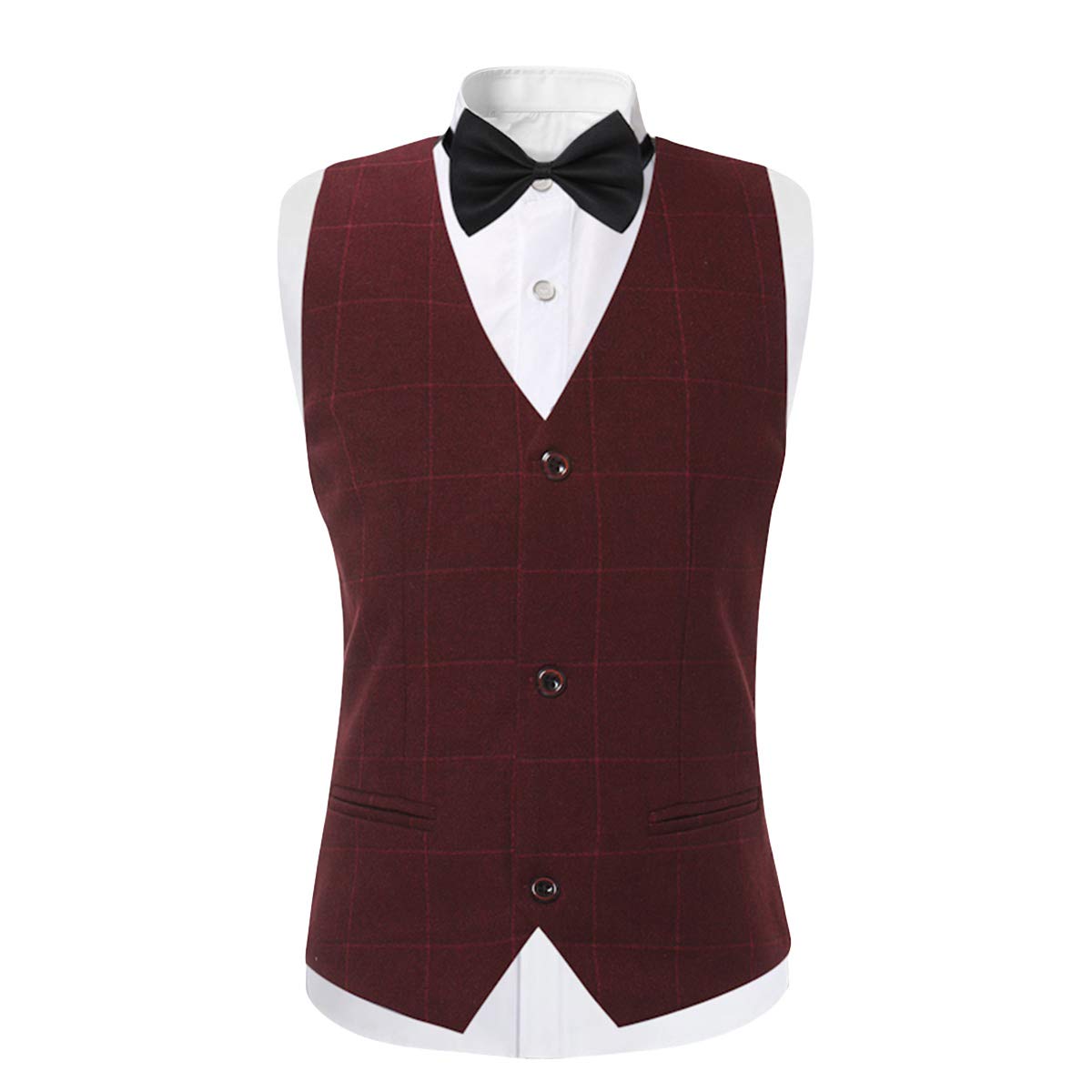 Sliktaa Trajes de niño de 3 piezas de un solo botón a cuadros trajes de color a cuadros trajes de boda fiesta rendimiento blazer chaleco pantalones