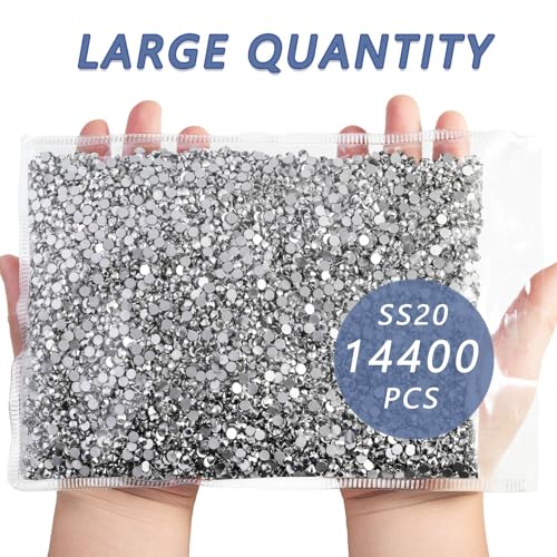 Image of Beadsland Flat Back Rhinestones Bulk, Silver Hematite, SS20, 14400pcs