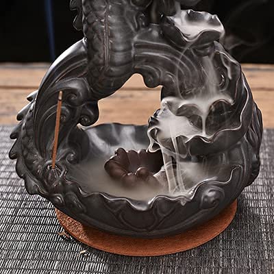 Bruciatore Di Incenso A Cascata Drago – Porta Incenso In Ceramica Per Coni E Bastoncini, Decorazione Meditazione
