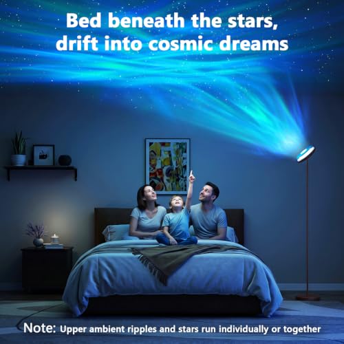 Image of Bairth Uplighter Floor Lamp for Living Room, Ripple and Star Projector