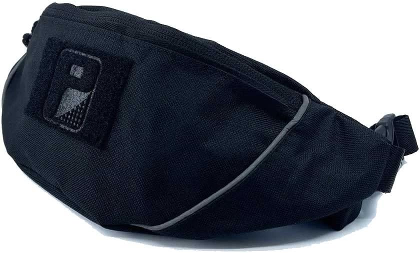 Pull Patch Fanny Pack, Small Unisex Waist Pouch for Travel, Sports, Workout w/Adjustable Crossbody Belt Strap, 2” x 3” Hook and Loop Surface to Attach Morale Patches, Black