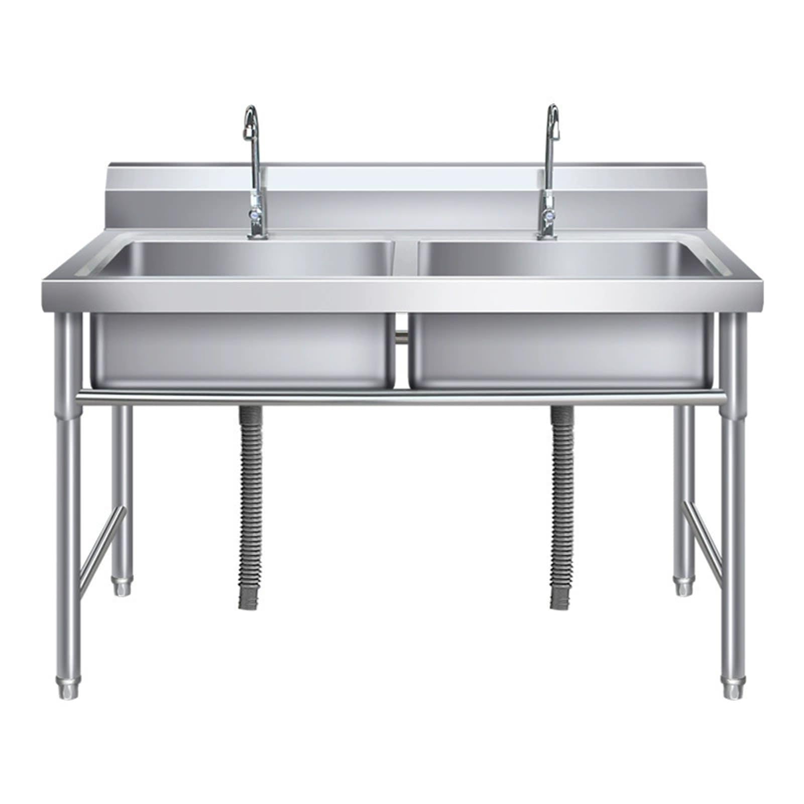 HCZKIUJY Kitchen Utility Sink,2 Compartment Commercial Stainless Steel Utility Sink, Freestanding Bowl Kitchen Sink Suitable for Garages, Restaurants + Laundry Rooms (Silver-100x50x80cm)