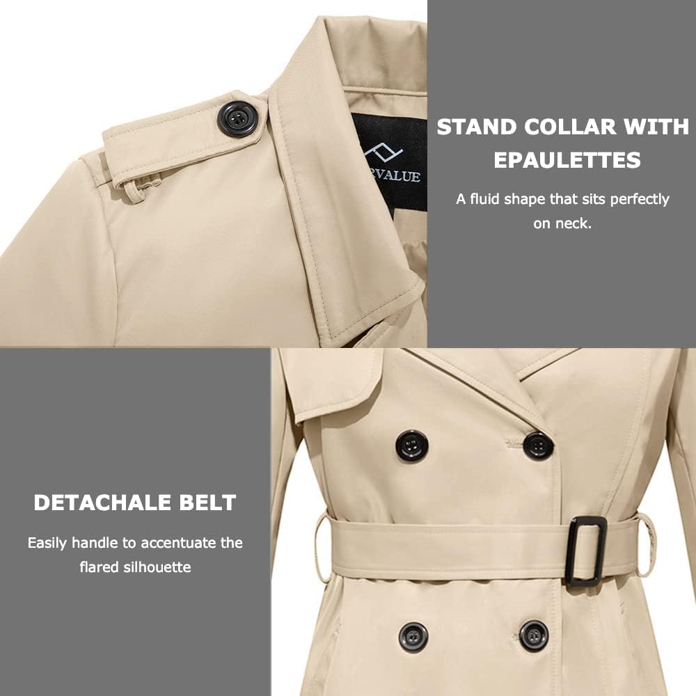 FARVALUE Women's Long Trenchcoat Double Breasted Trench Coat Water Resistant Classic Peacoat with Belt : Clothing, Shoes & Jewelry