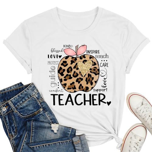 Teacher Life T Shirt for Womens Teach Love Inspire Tshirts Inspirational Teacher Short Sleeve Tees