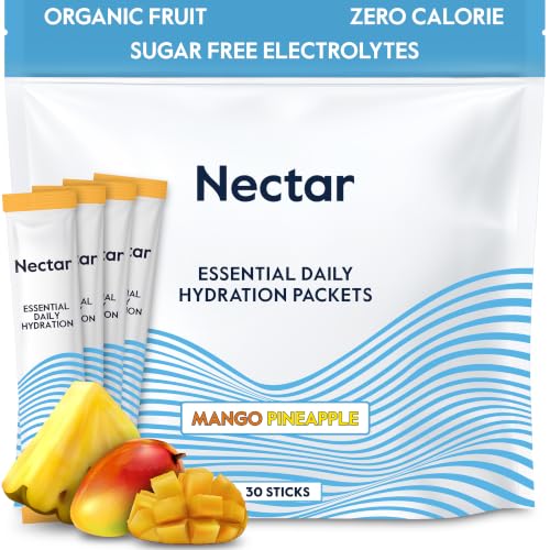 Image of Nectar Hydration Packets - Electrolytes Powder Packets - Sugar Free & 0 Calorie - Organic Fruit Liquid Daily IV Electrolytes Powder for Dehydration Relief & Rapid Rehydration (Mango Pineapple 30 Pack)