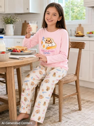 Image of Beezizac Girls Pajamas Cute Print Short /Long Sleeve Pants Set Size 6-18