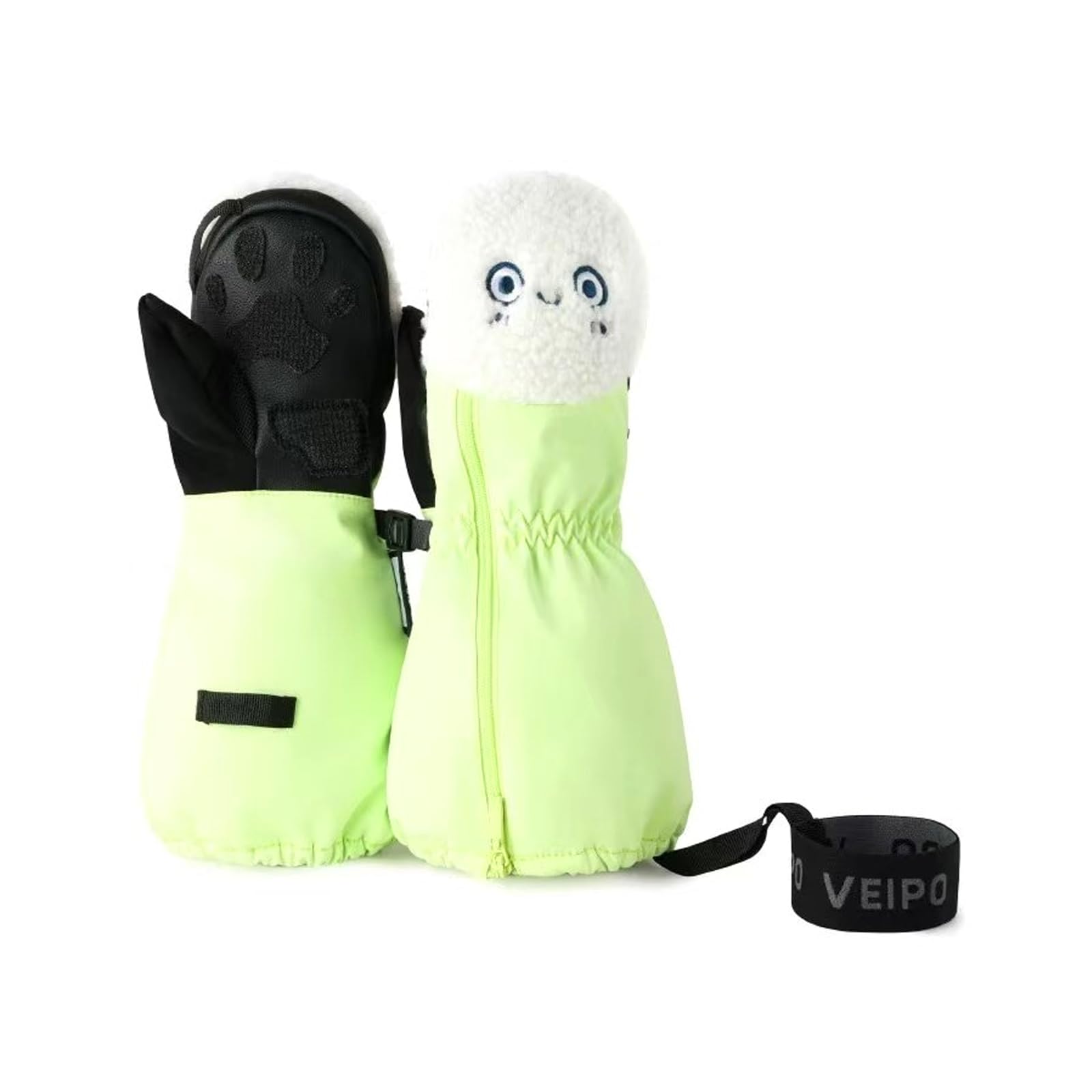 Gants Neige Enfant, moufles Sport Enfant antidérapant imperméable, Gants De Ski pour Enfants, Cadeau pour garçons et Filles,Vert,XS