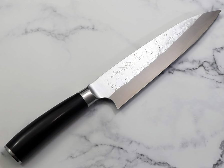 佐治作 牛刀 210ｍｍ SRS13 粉末ハイス鋼 槌目 黒合板洋柄 未使用品 包丁 切付牛刀 210mm 牛刀 佐治打刃物 槌目 SRS13 粉末ハイス鋼