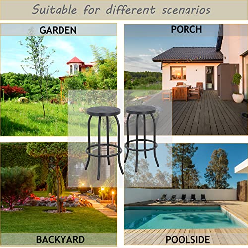 Image of LOKATSE HOME Outdoor Patio Bar Height Stool Metal Bistro Chair Counter Footrest, Set of 2