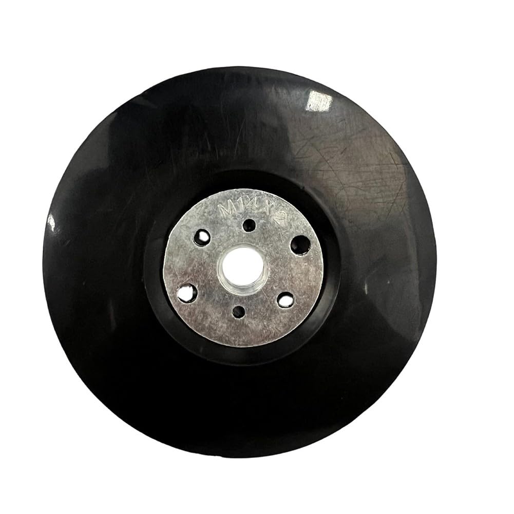 Grinding wheel backing plate for angle grinders, 4.5–7 inch, with spiral cooling fins and ventilation holes, for M14 and 5/8-11 threads, black