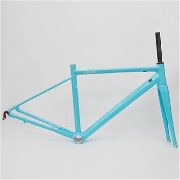 43CM 45CM 47CM 50CM 53CM Road Bike Frameset 700C Aluminum Alloy Quick Release Frame 100/130mm C Brake BSA T47BB Climbing Bike Frame with Carbon Fiber ForkBlue,45cm