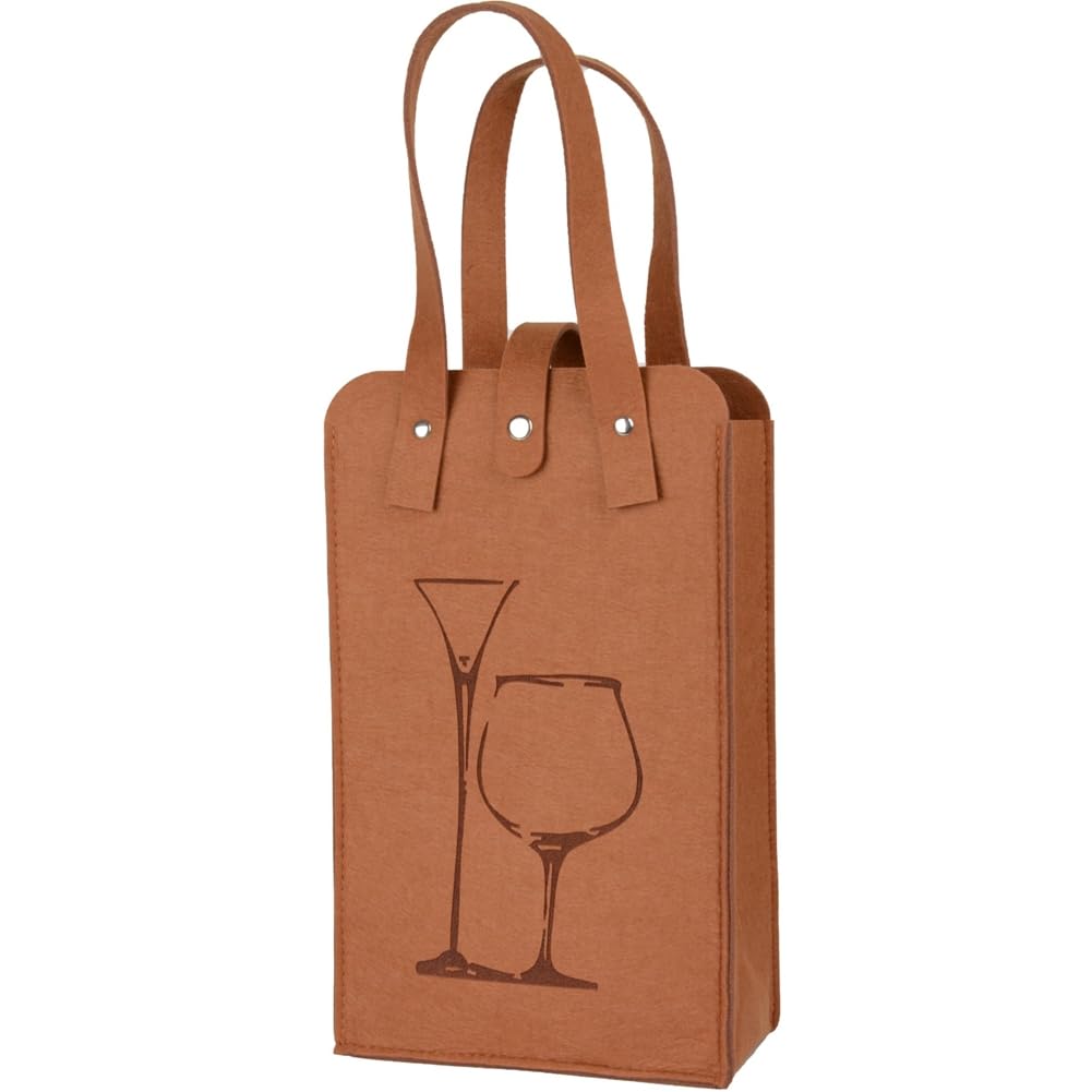 CTRLZS Portable Double Layer Felt Bottle Tote Bag, Insulated Wine Cooler Bag, Travel Wine Bag for Wine Lovers