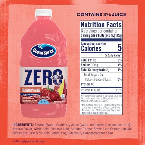 Image of Ocean Spray Zero Sugar Strawberry Mango, 64 Fl Oz Bottle