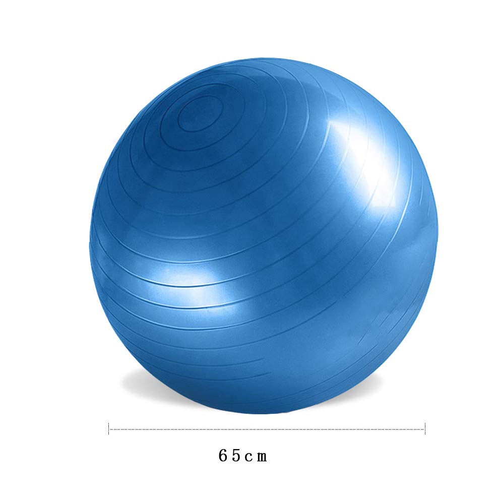 Yoga Balls,Gymnastikball Mit Fußpumpe Für Fitness-Stabilität Balance Yoga - Für Pilates-Kerntraining Und Physiotherapie,Blue-（65cm）