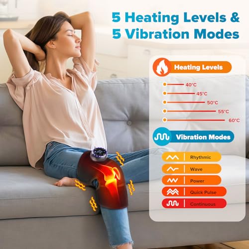MOAJAZA Knee Massager, Heated Knee Brace Wrap with Vibration, Heating Pad with 5 Adjustable Intensity and Temperature for Knee/Elbow/Shoulder Relax, Arthritis/Joint Stiff/Muscle Strain - Image 6