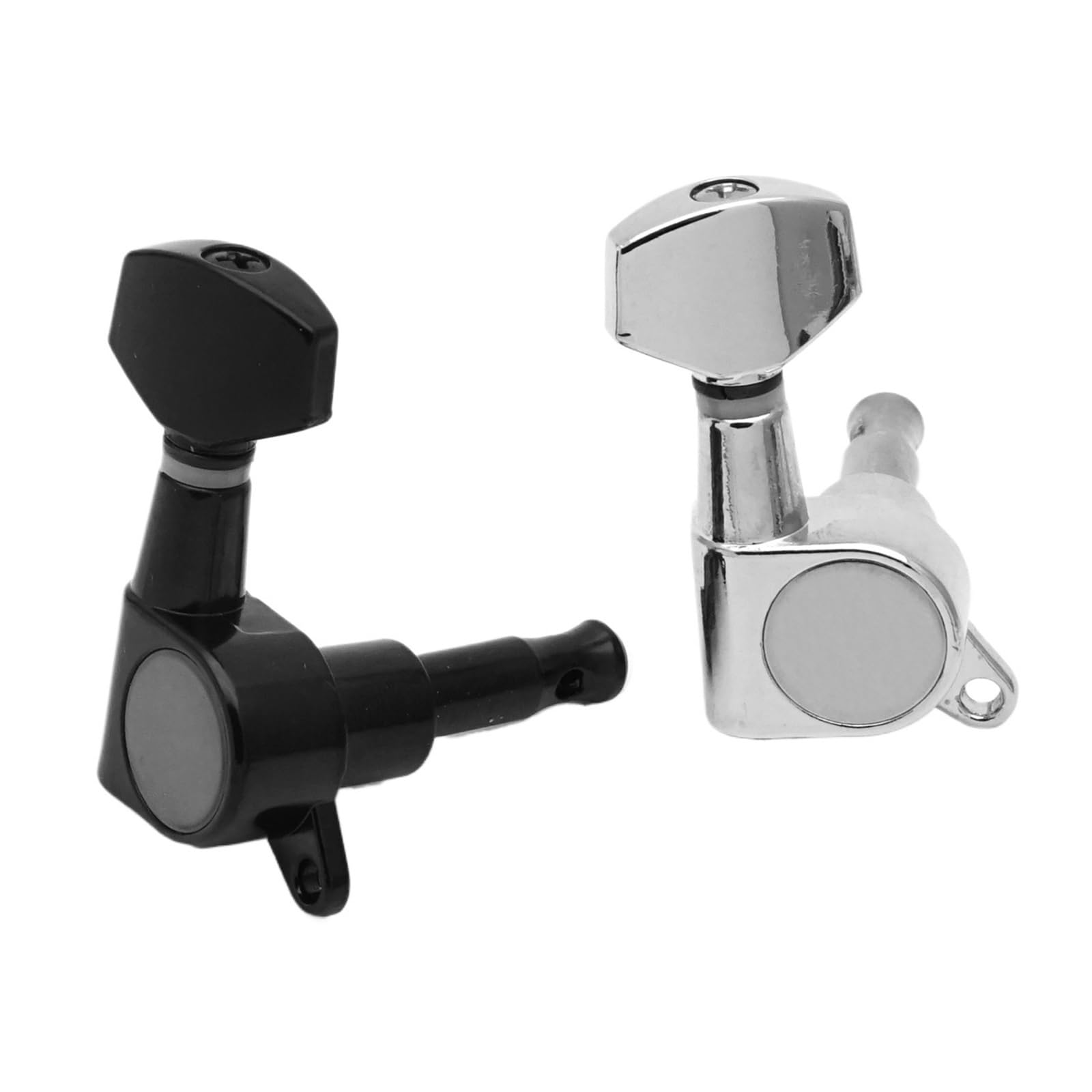 6PCS Gitarren-Tuner-Pegs, kleine, quadratische, versiegelte Tuning-Mechaniken, Mechaniken for akustische oder elektrische Gitarren(Chrome-3R3L)