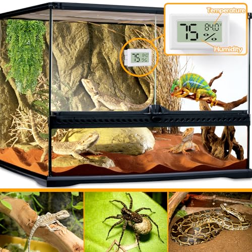 Image of Bearded Dragon Accessories, 2 PCS Rectangle Reptile Thermometer and Humidity Gauge, Reptile Tank Accessories for Jumping Spider, Leopard Gecko, Hermit Crab, Gecko, Ball Python, Lizard