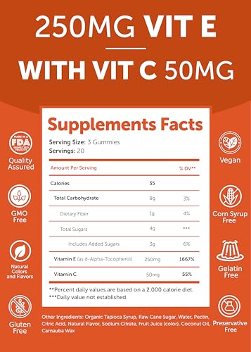 Lunakai HEALTH-GUMMY-VITE-60-2021 Usa Made Vitamin E Gummies 400Iu With Vitamin C - Delicious, Vegan, Non-Gmo Supplement thumb #4