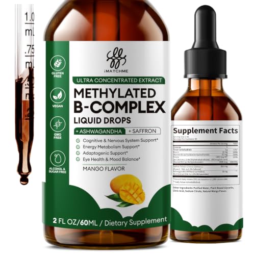 Methylated B Complex, B12 Vitamins 5000 mcg&5-MTHF Folate 1000 mcg 2 Fl Oz