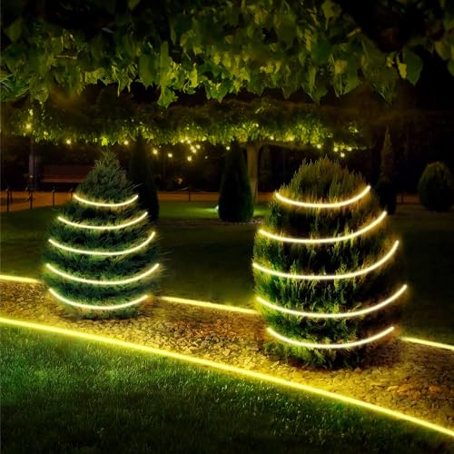Image of wipro Garnet LED Strip Light| 120 LEDs /mtr | Warm White | IP65-Waterproof | Flexible Rope Light for Outdoor & Indoor Decoration for Diwali, Christmas|Strip for Balcony|Pack of 2, 50 Meters